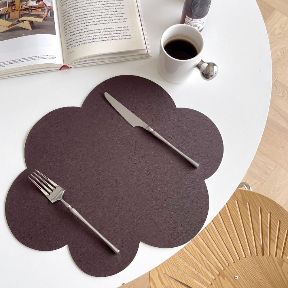 구름 테이블 매트 2세트 방수 식탁 유니크한 인조 가죽 PU