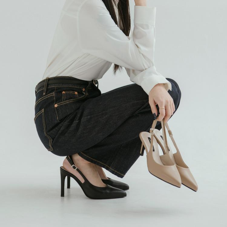 [소가죽VER.] 마릴리 스틸레토 슬링백힐 1/3/5/7/9cm