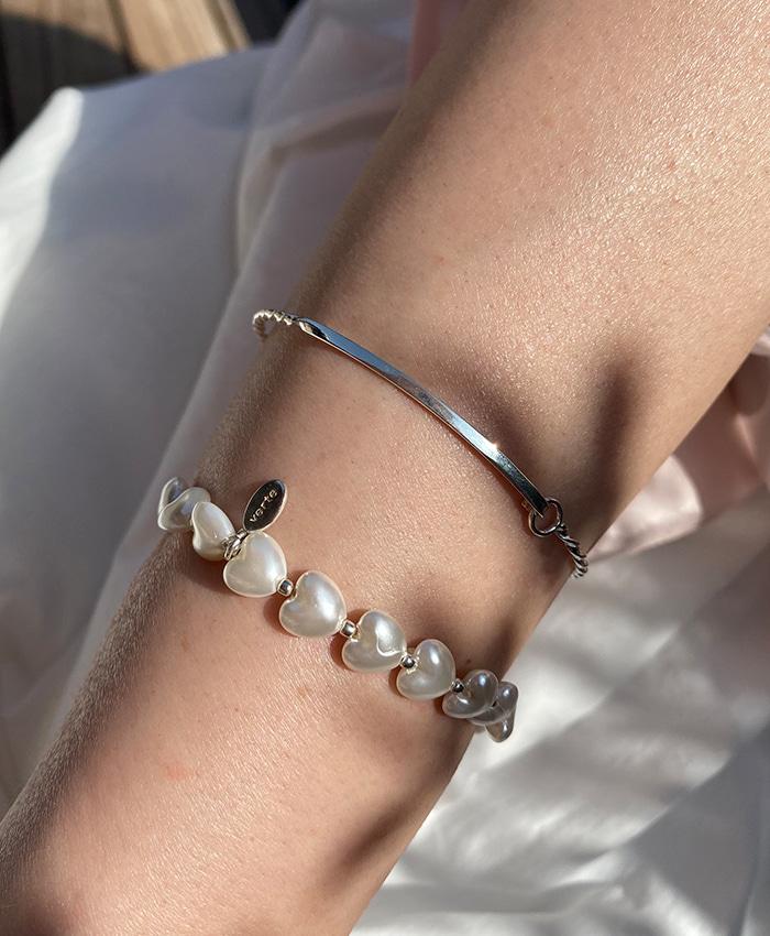 [verte set][925 silver] liber pearl bracelet + tictac bracelet