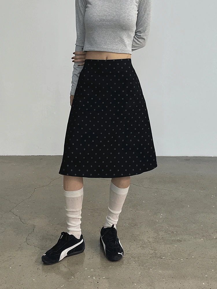 마베 도트 미디 코듀로이스커트
