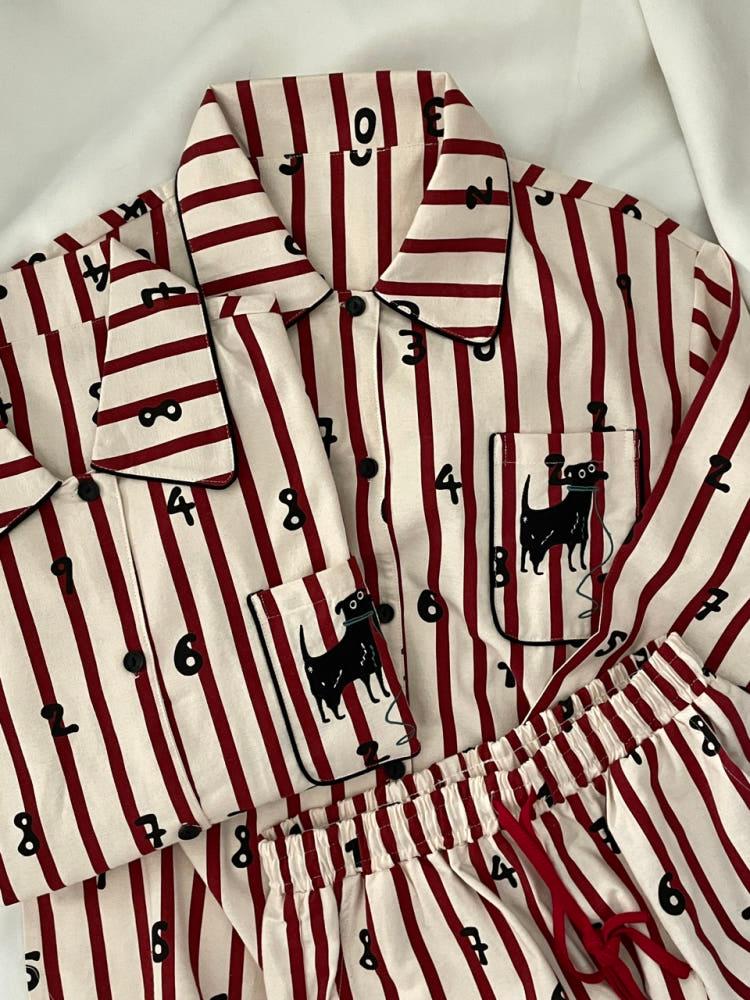 레드 레브라도 커플 잠옷 홈웨어 신혼부부 파자마파티