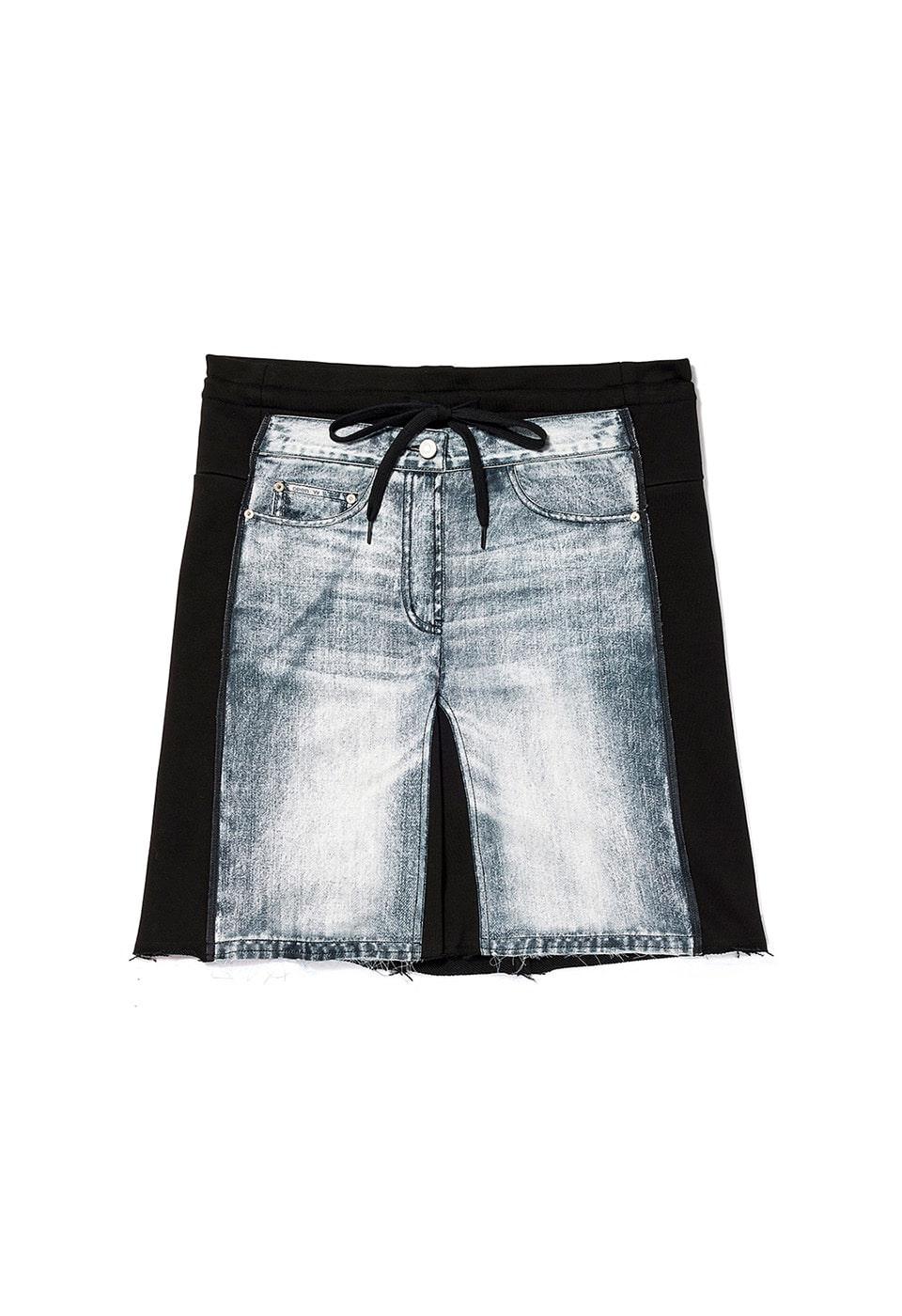 JEAN EFFECT JERSEY SHORTS, BLACK