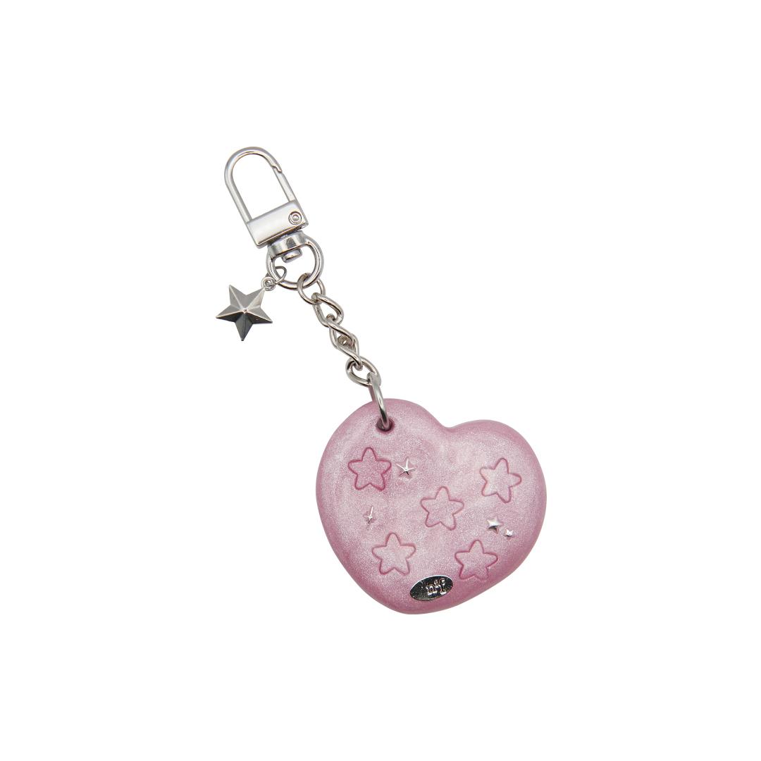 heart star mirror key ring-pink pearl