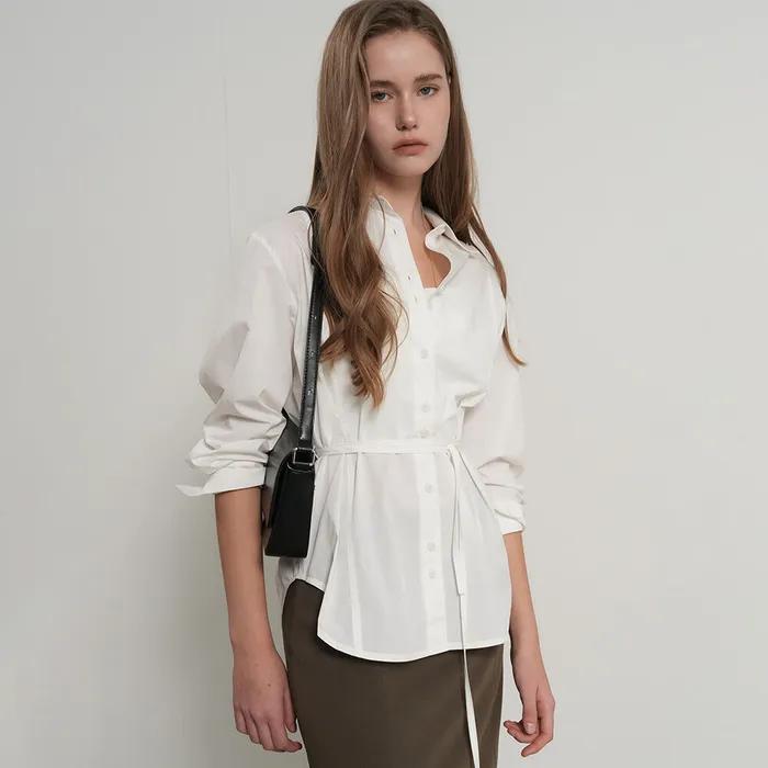 WOMAN 벨티드 핀턱 셔츠 [WHITE] / GF1LSH502