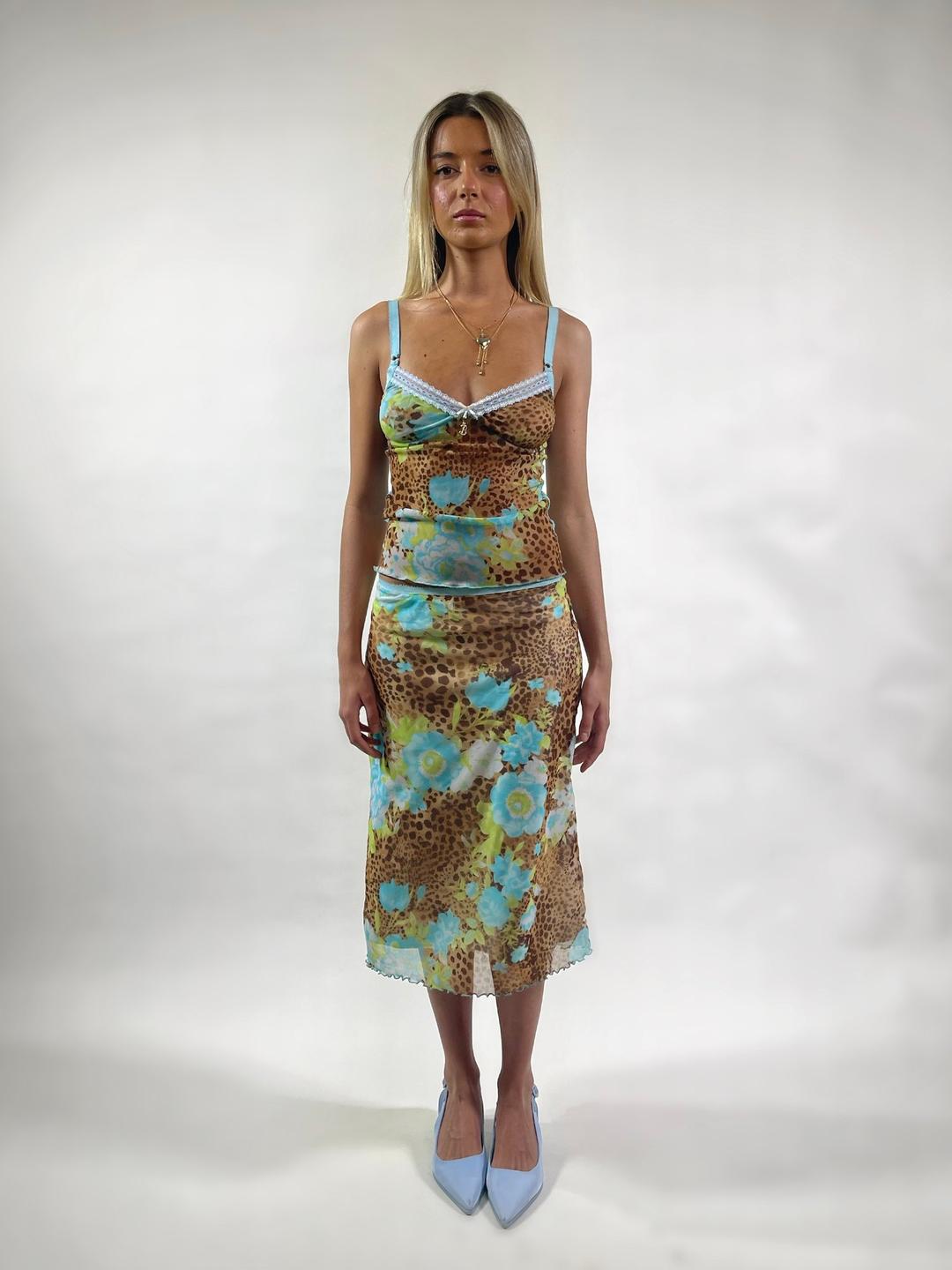 Leopard Print Mesh Midi Skirt — BLINC1000