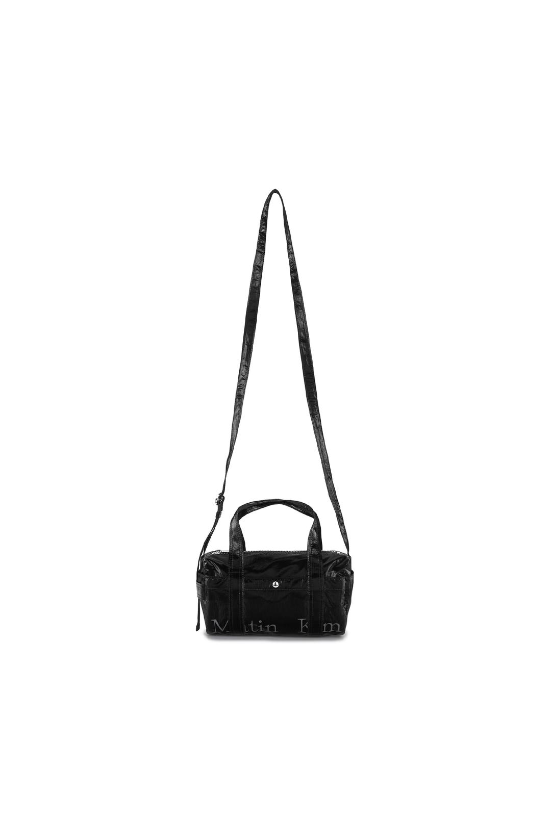 GLOSSY LOGO SPORTY MINI DUFFEL BAG IN BLACK