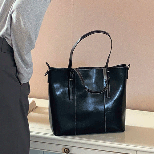 소가죽 포켓 쇼퍼백 직장인 대학생 아이패드 데일리 가방