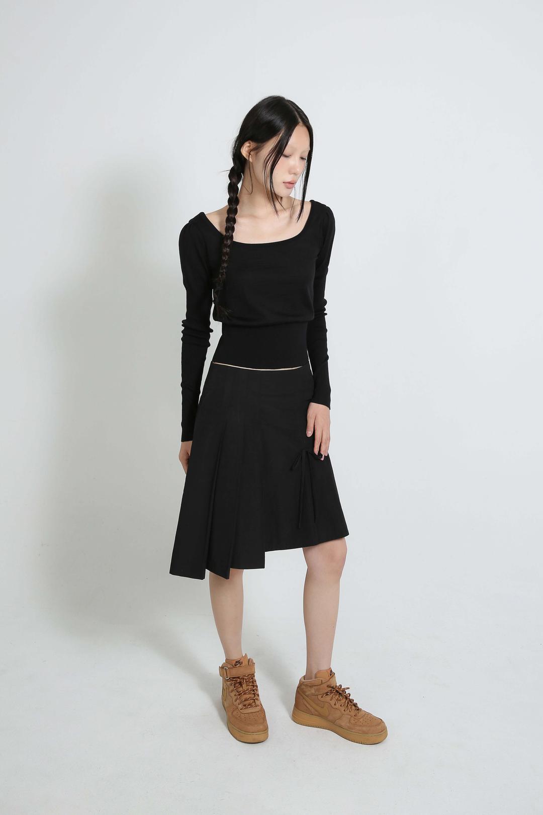 side pleats ribbon skirt