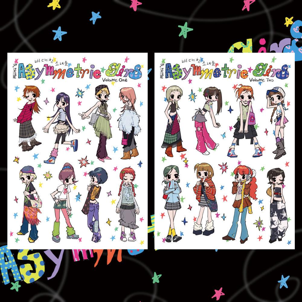 [miihii⋆미히] Asymmetric girls sticker (2types)