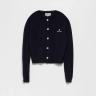 (W) Logo-stitch knit cardigan (navy blue)