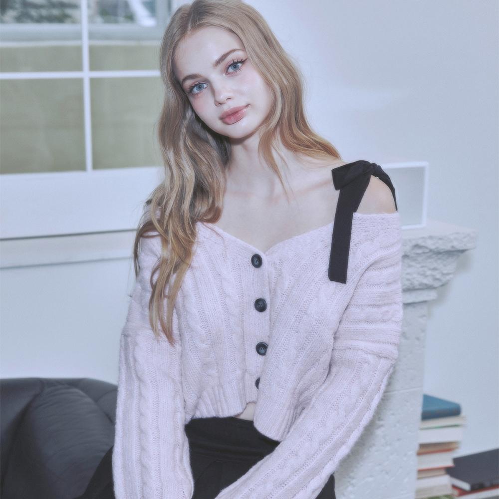 MF SANDY RIBBON CARDIGAN-PINK