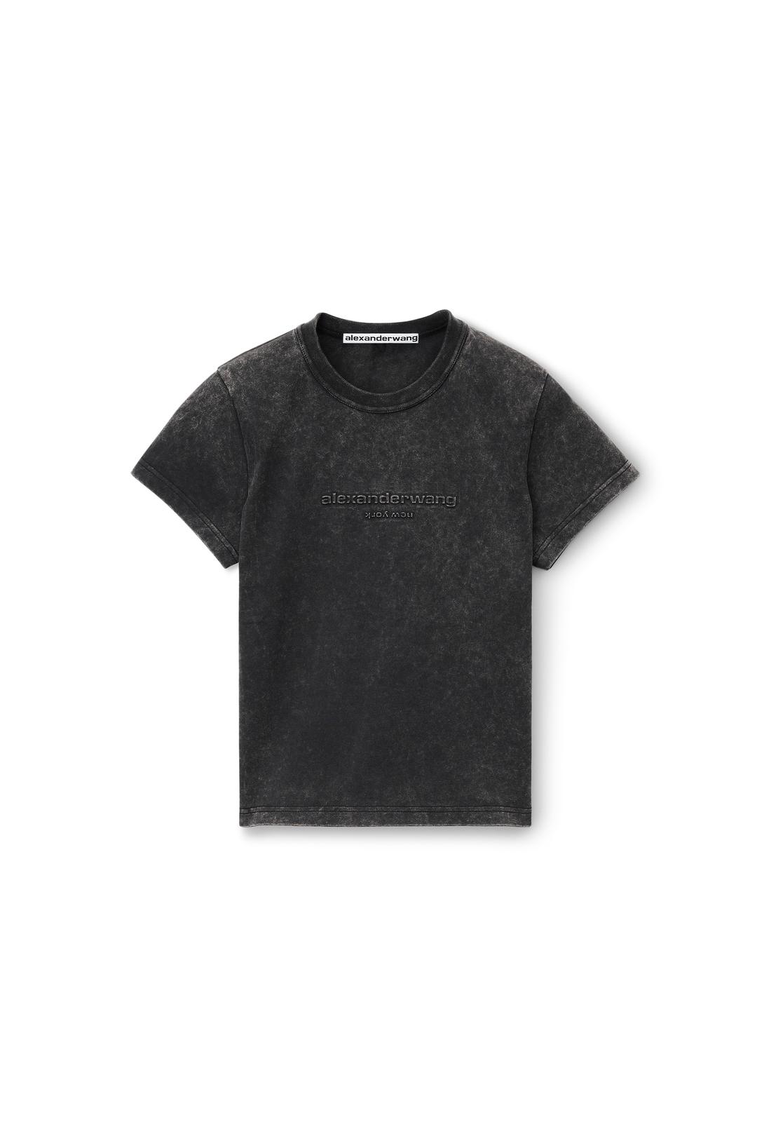 Logo Embossed Acid Wash Shrunken Tee