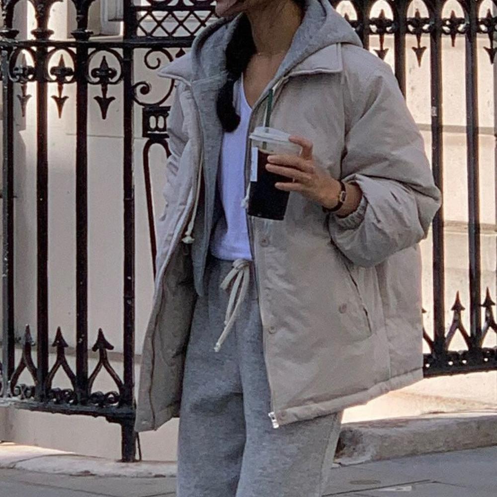 베르가못 피터 패딩 여성 겨울 덕다운 오리털 하이넥 점퍼 하프 야상 파카