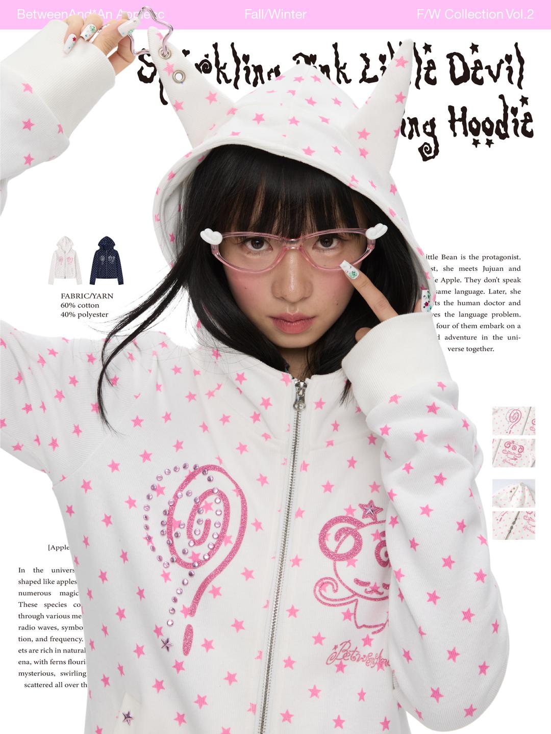 BETWEENAND Glitter Devil Slim Fit Hooded Zip-Up