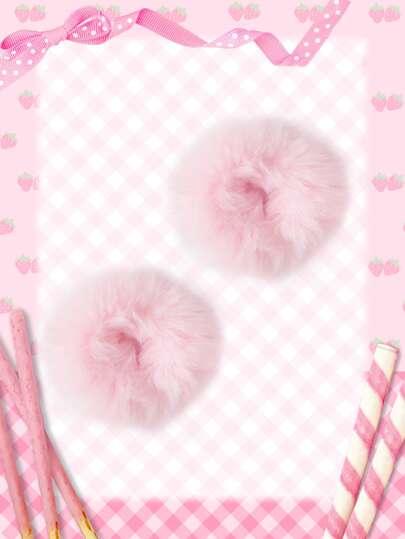 ROMWE Kawaii 2개 일상 사용을 위한 퍼지 헤어 타이, 걸 헤어스타일용 캐주얼 귀여운 발렌타인 스크런치 헤어 타이