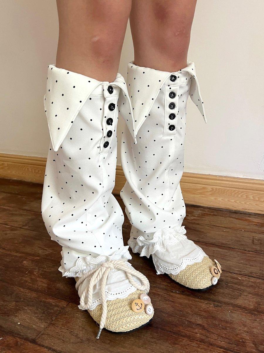 Polka dot shirt-collar leg warmers| Same style as ILLIT