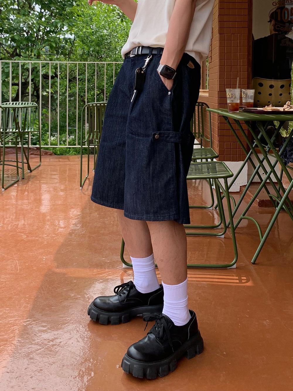 (주문폭주) 논페이드 사이드 스냅 패치 버뮤다팬츠 (2C)