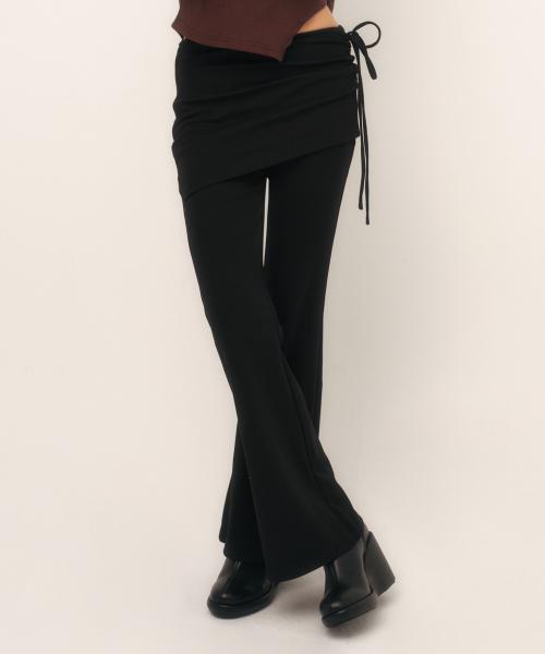 C LAYERED SKIRT PANTS_BLACK