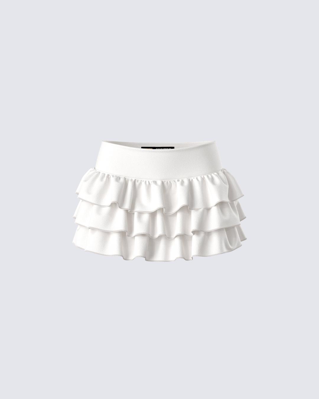 Fable Ivory Ruffle Micro Mini Skirt - XS