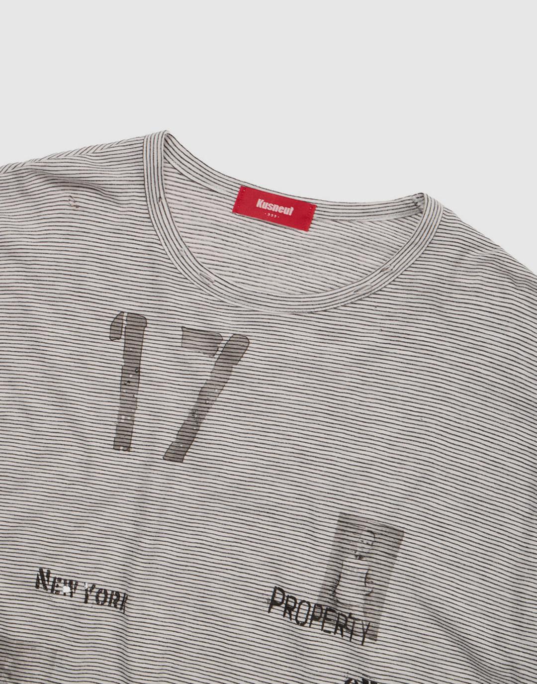 ’State:17‘ Printed Stripe T-Shirt (Black)