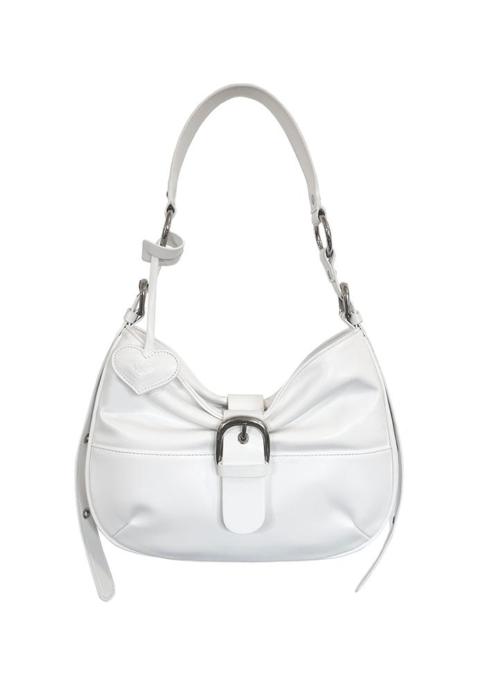 RIBBON BUCKLE SHOULDER BAG WHITE