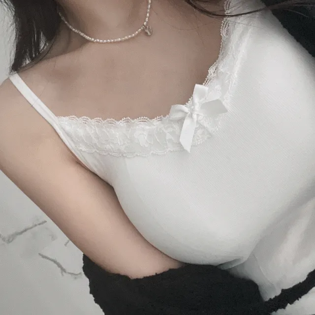 [예뻐요!/캡내장] 라익 리본 레이스 글램 캡 나시