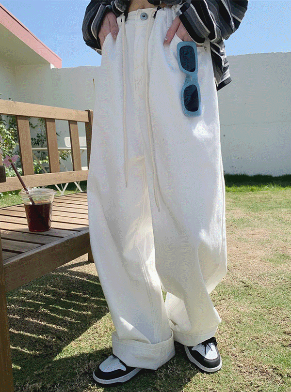 리제 와이드 코튼 팬츠