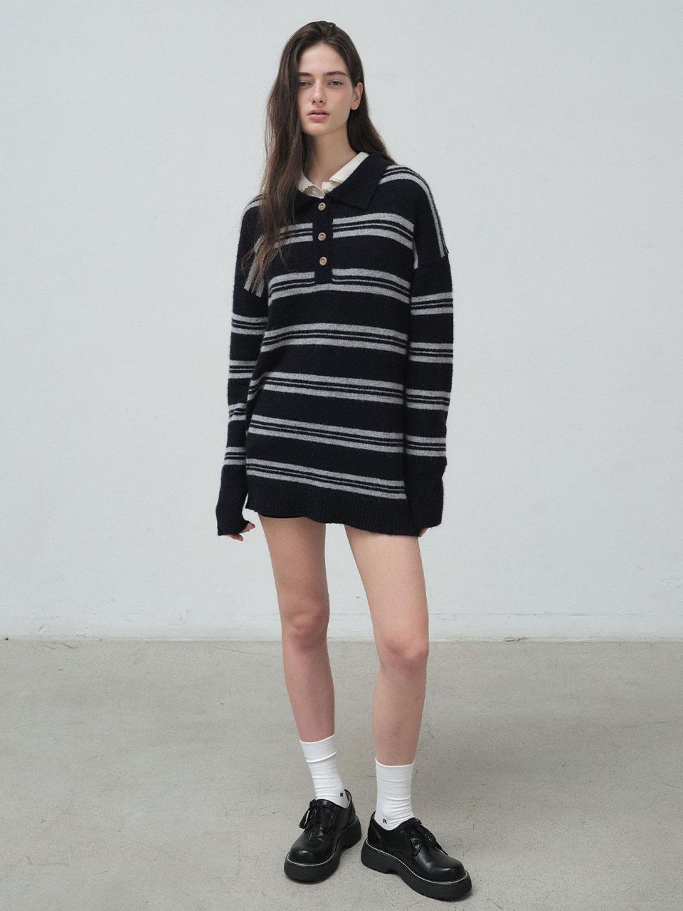 25 Fall_ Navy Striped knit Dress