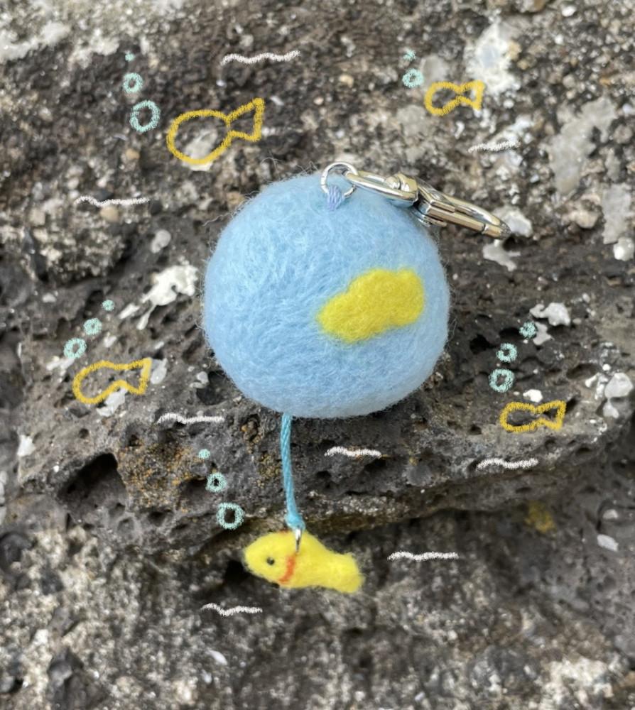 물고기 풍경 양모펠트 키링