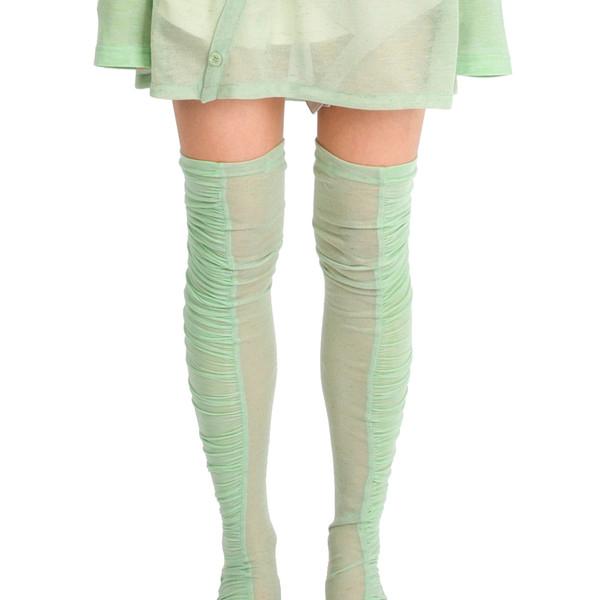 SHIRRING THIGH HIGH SOCKS [LIGHT GREEN]