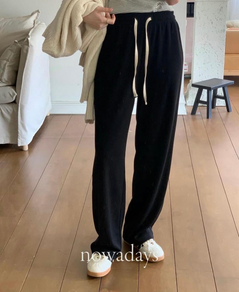 (재진행) jinsim 진심 릴렉스 팬츠 밴딩 스트링 일자 데일리 골지 바지