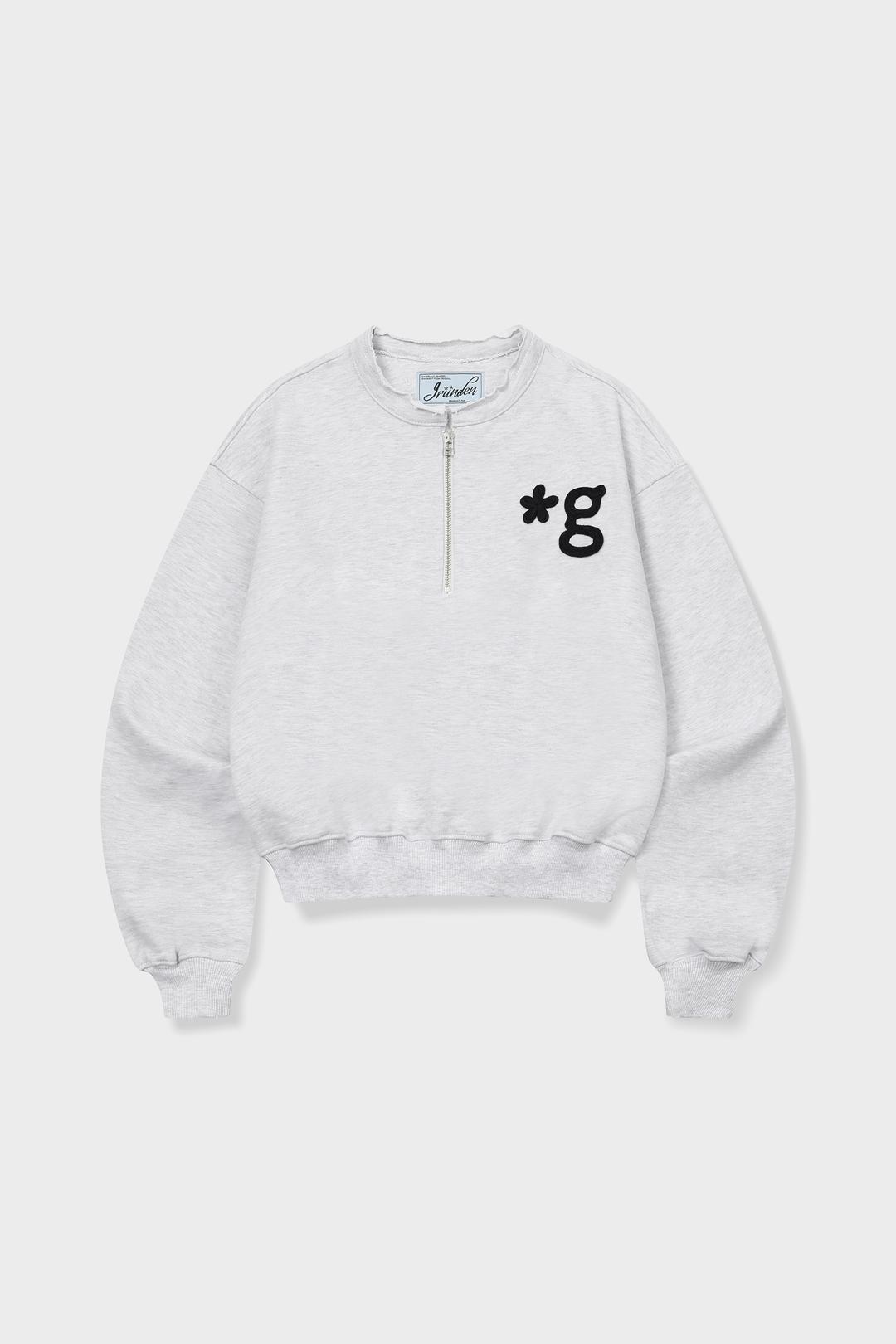 CUT OFF HALF ZIP-UP (LIGHT GREY)