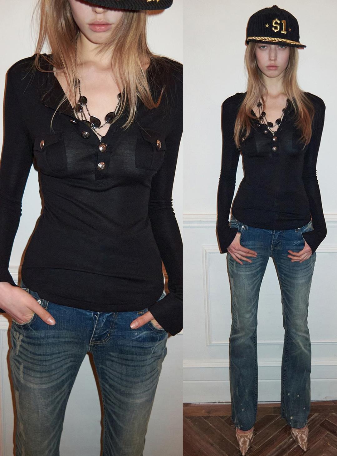 Utility Pocket Henley Knit Top & Dress (3color)