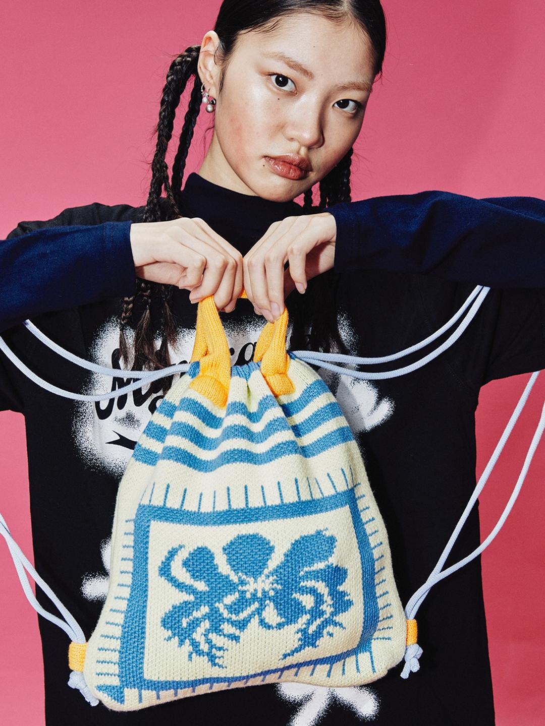 POPPY KNIT MINI BACK PACK/YELLOW