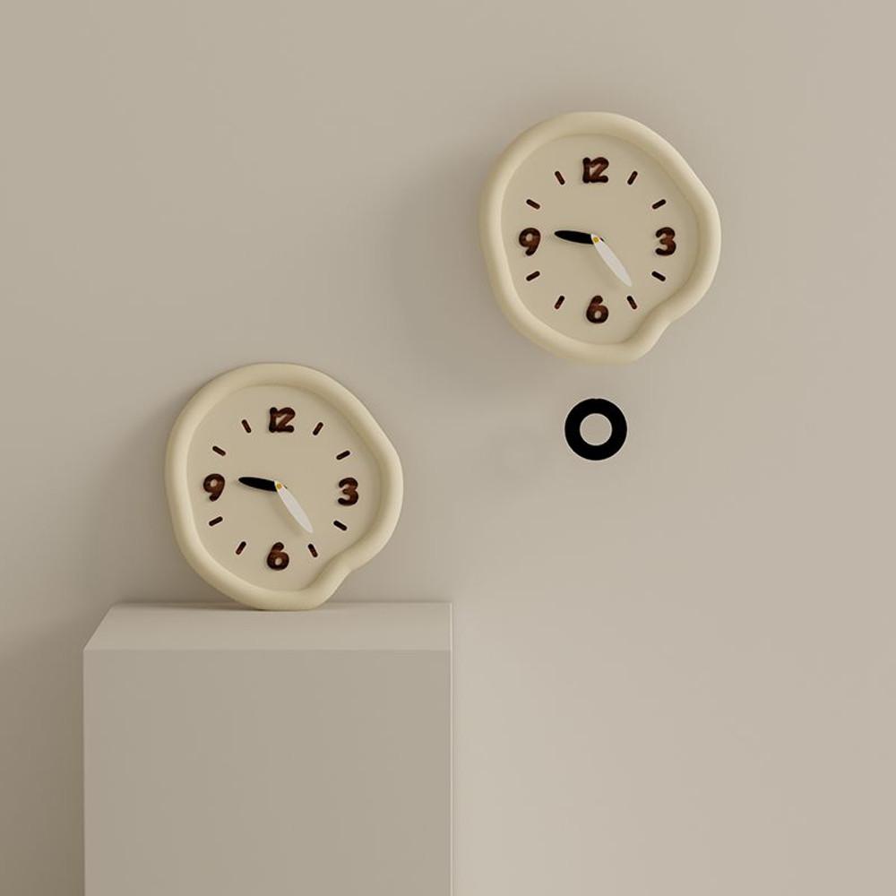 비정형 무소음 벽시계 버터크림 인테리어 선물