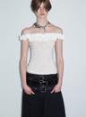 White Lace Embossed Jacquard Knit Top