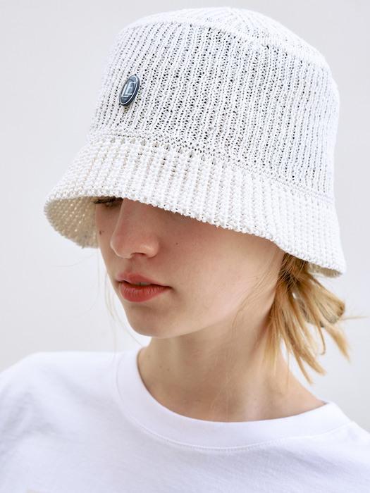 엘이 로고 썸머 버킷햇_White