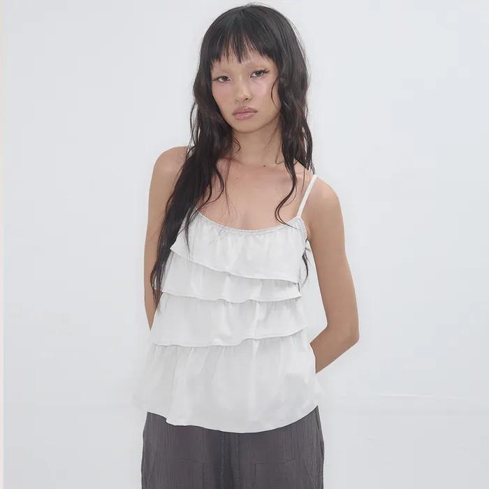 Unbalanced Frill Cami Mist