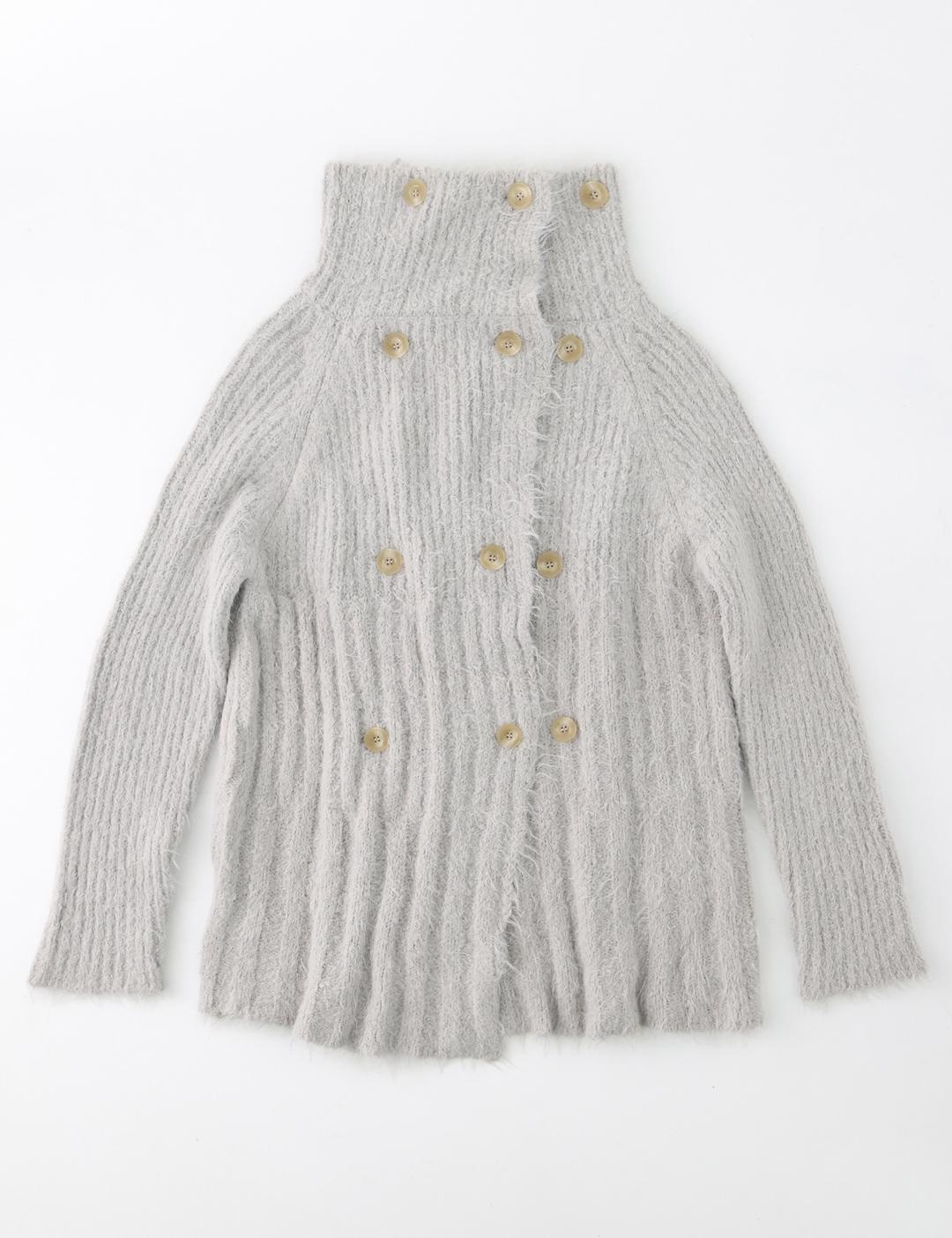 Buttoned knit cardigan (light grey)