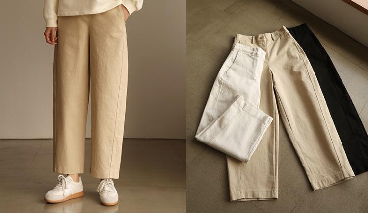 line 커브 코튼팬츠