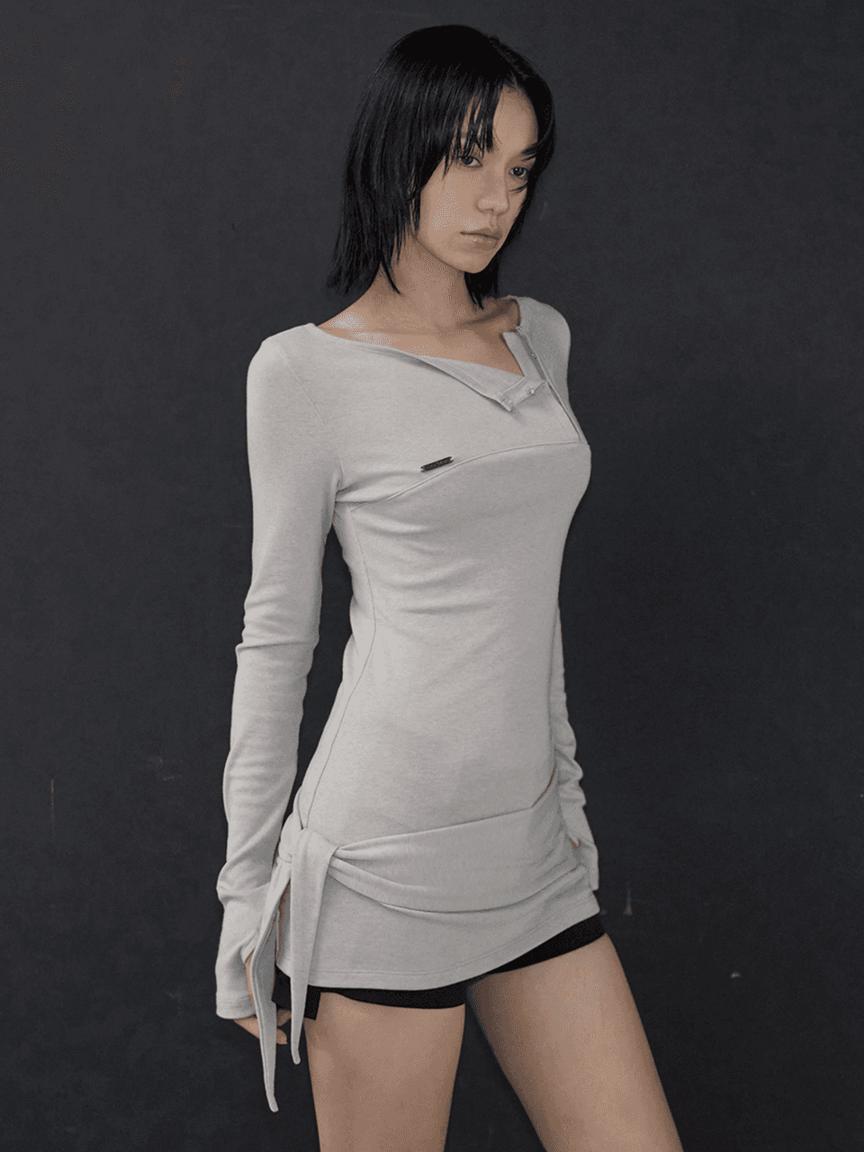 [4th Reorder] Contour Hook One Shoulder Top (sand beige)