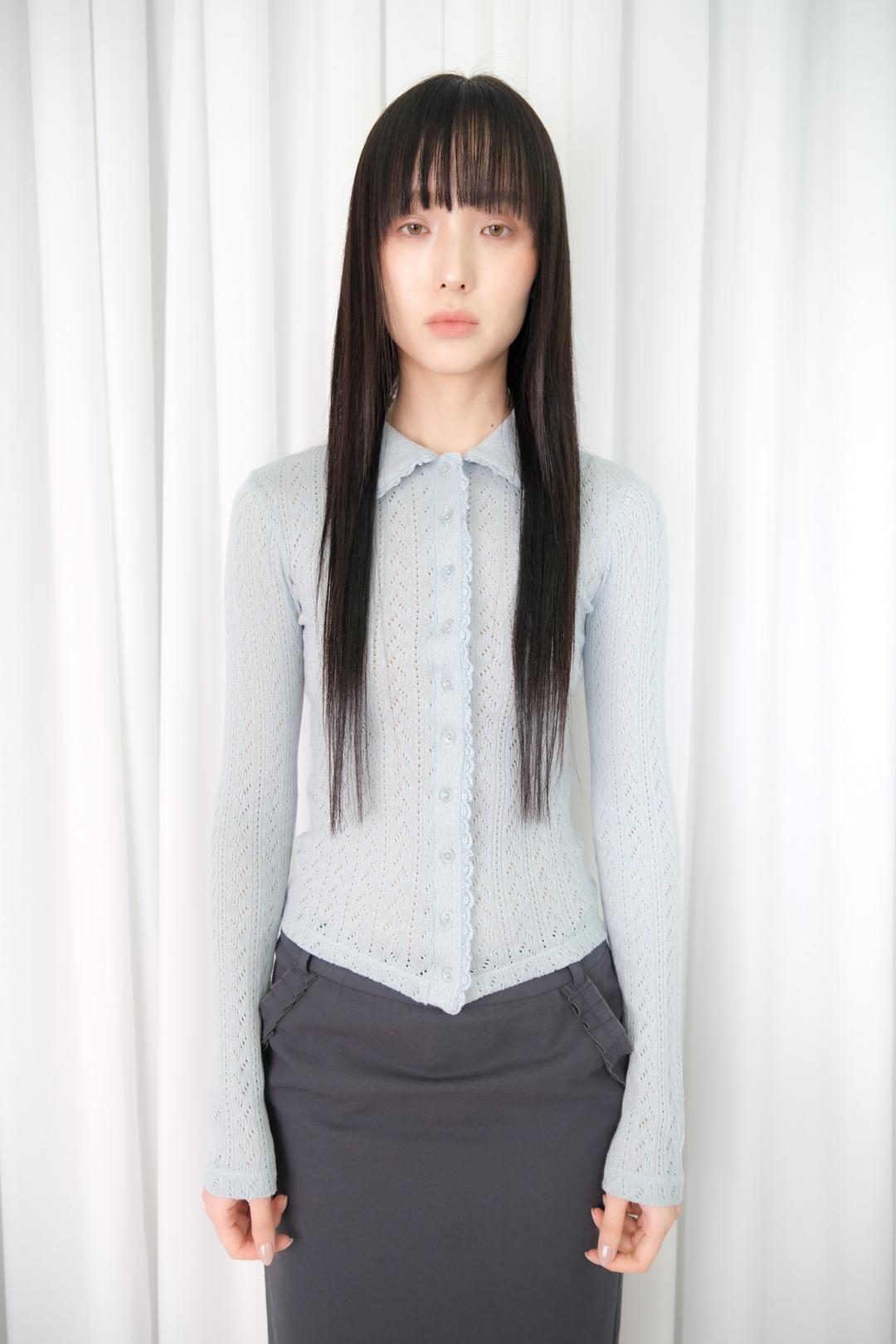 Tender Lace Knit Blouse *Baby Blue