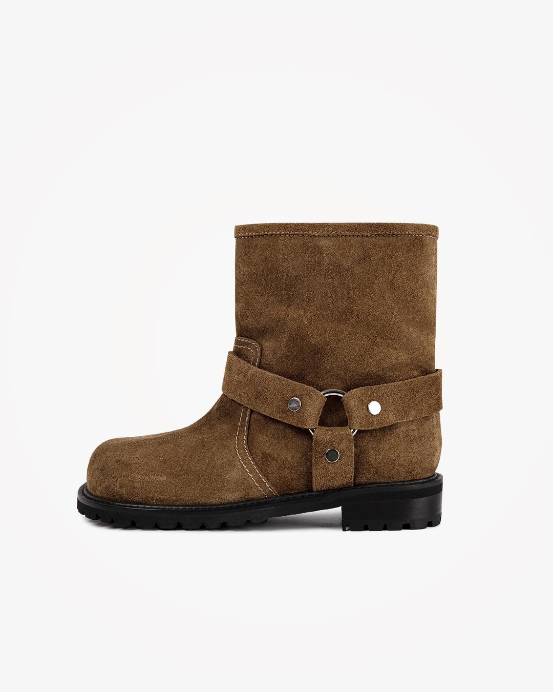SPLIT SUEDE BIKER BOOTS (TAN)
