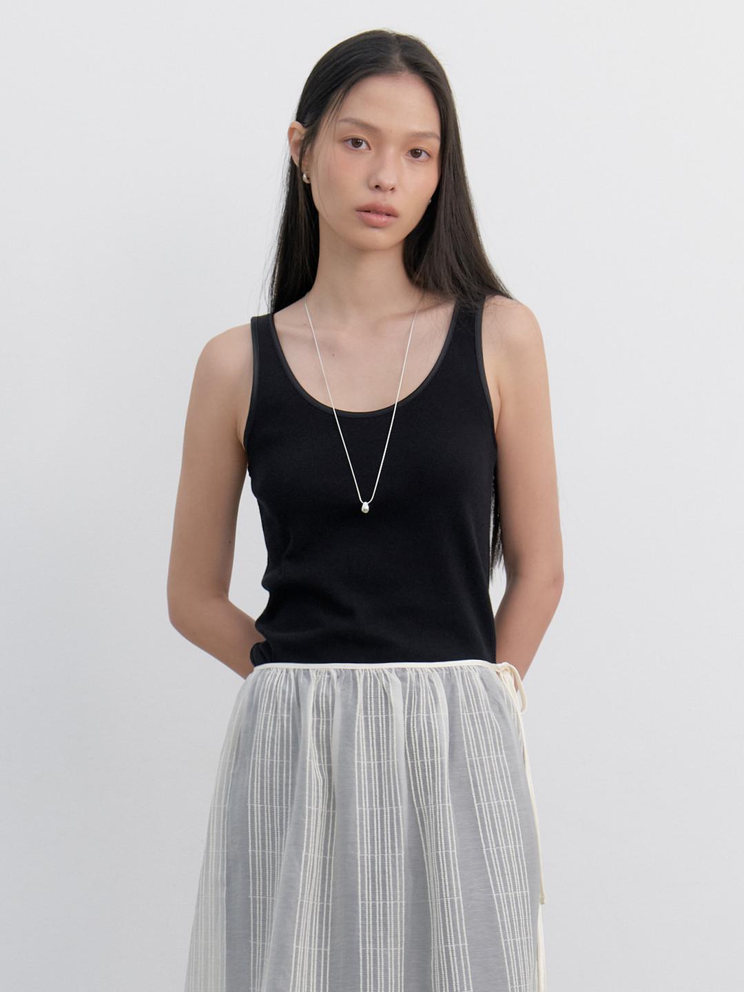 Binding ribbed sleeveless_4colors
