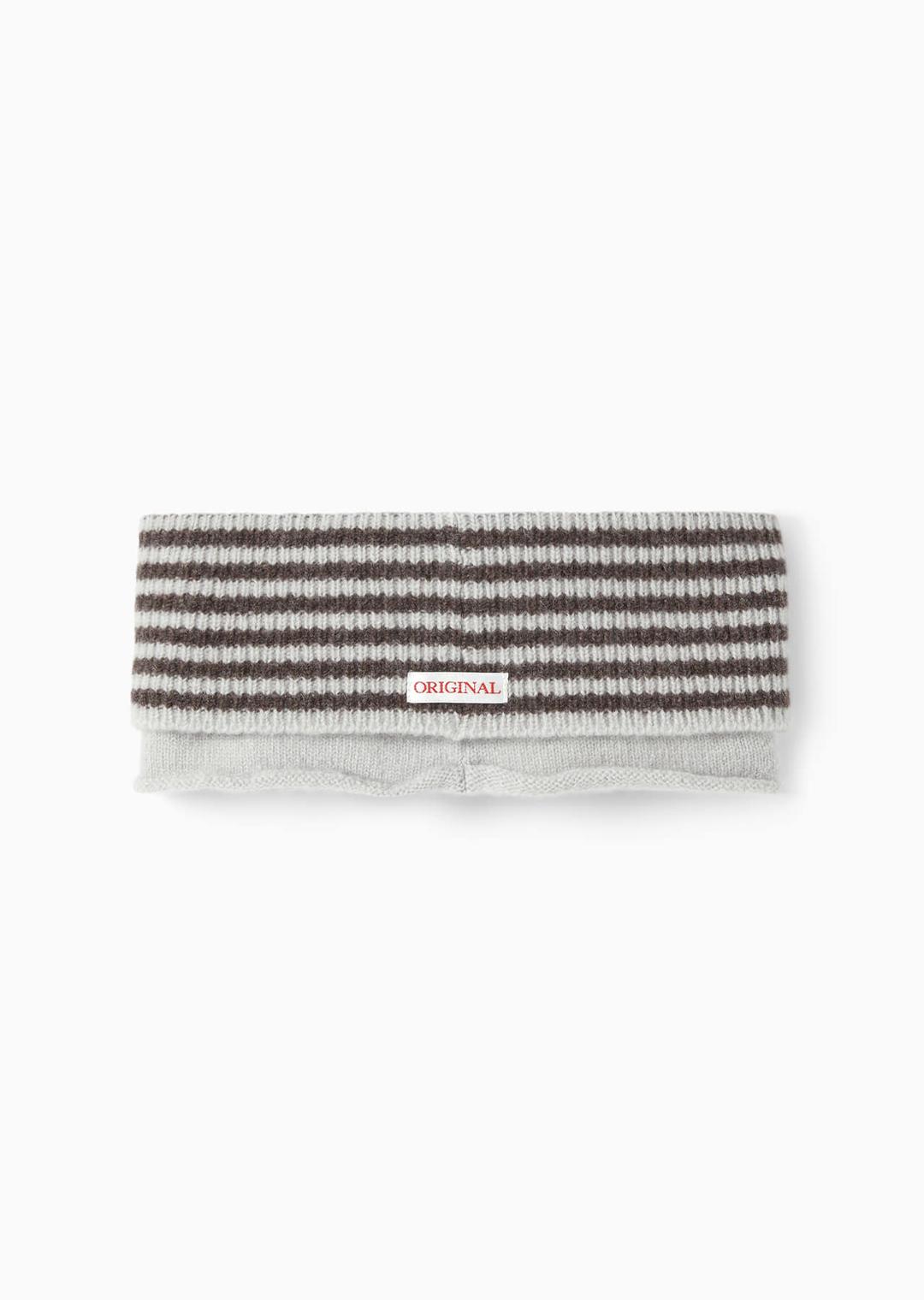 STRIPED WOOL HAIRBAND BROWN