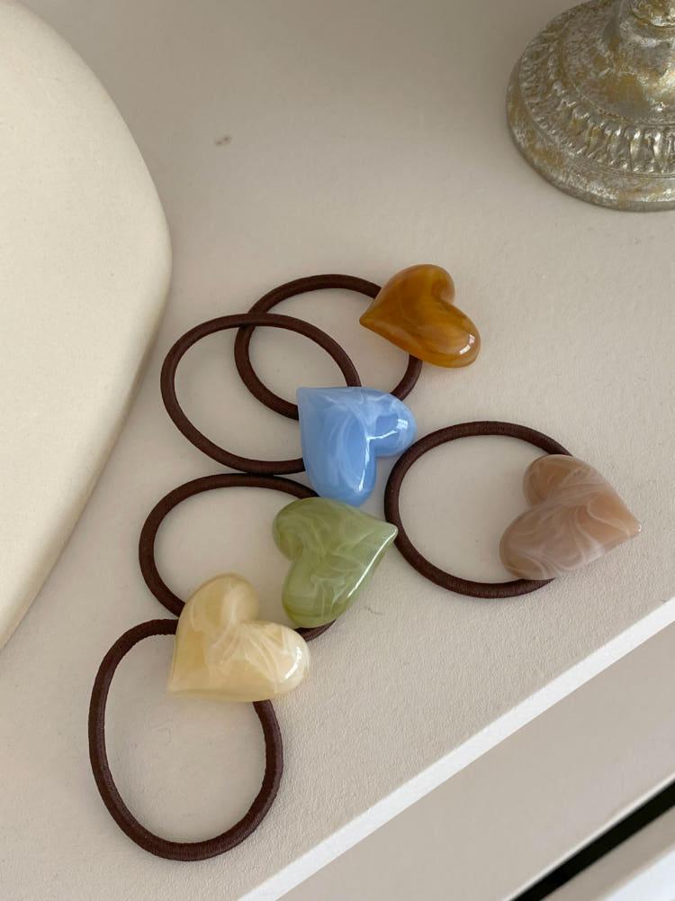 호마이카 마블 하트 머리끈 (5color)