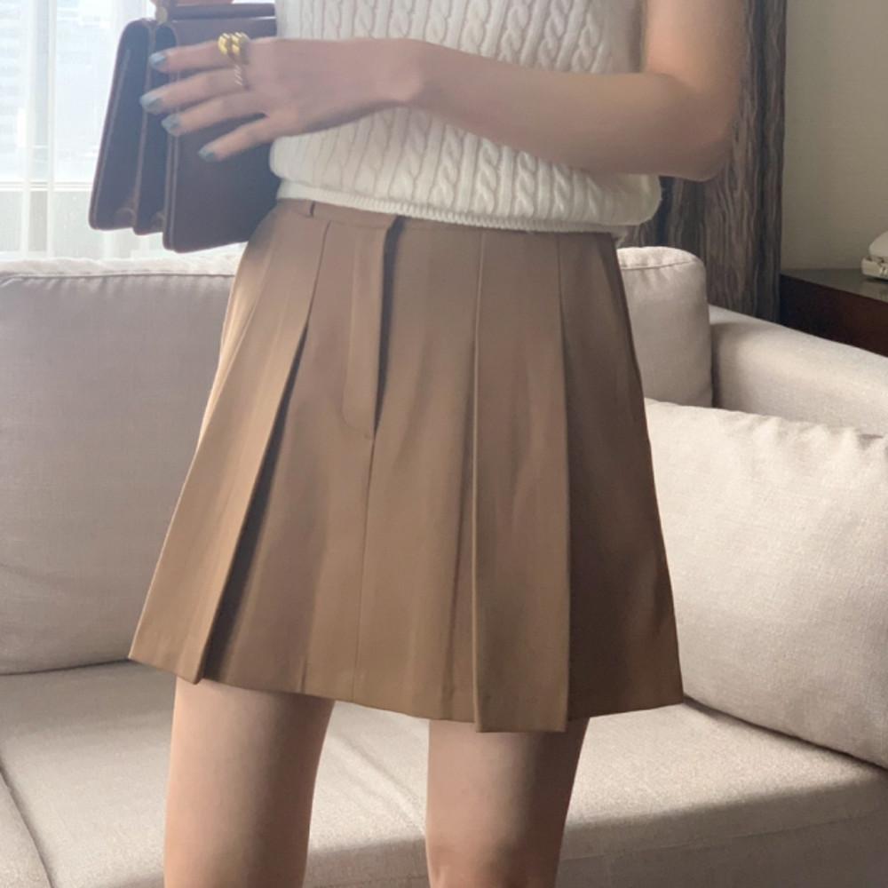 A 오드 플리츠 미니 스커트 (3color)
