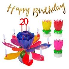 쁘띠마인 연꽃 생일초 4p + 생일 가랜드 세트