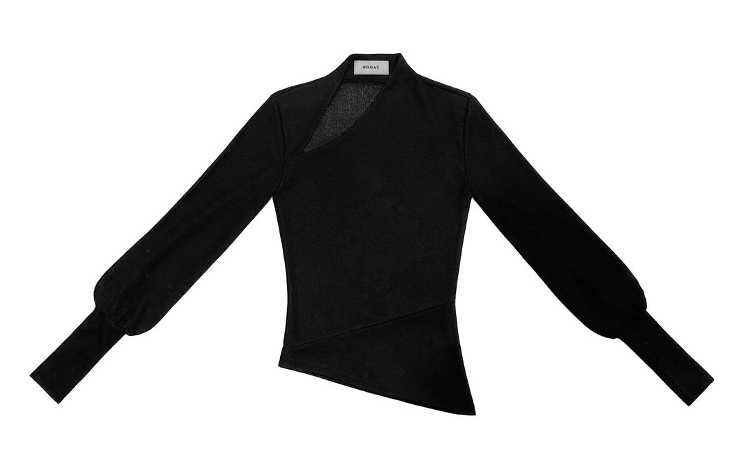 UNBALANCE PUFF SLEEVES TOP_BLACK