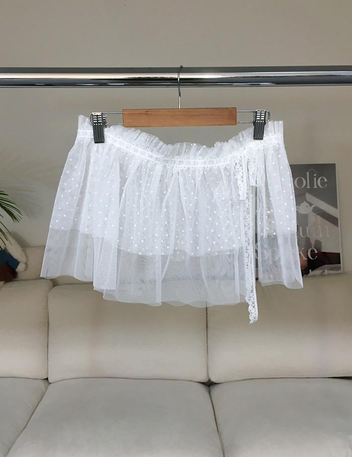 dot cancan layered lace skirt